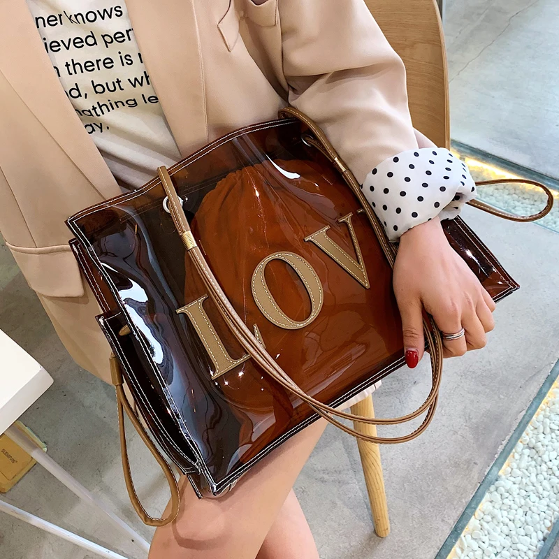 Прозрачная прозрачная сумка большая сумка-тоут 2020 летняя новая качественная