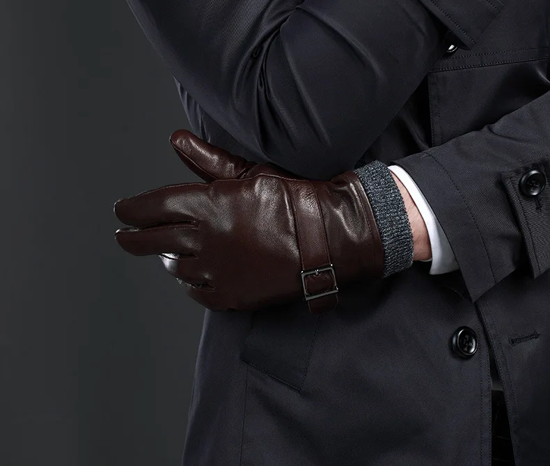 Новые кожаные зимние перчатки guantes, теплые перчатки из овчины, мужские кожаные перчатки, простые противоскользящие перчатки для мужчин KWA559