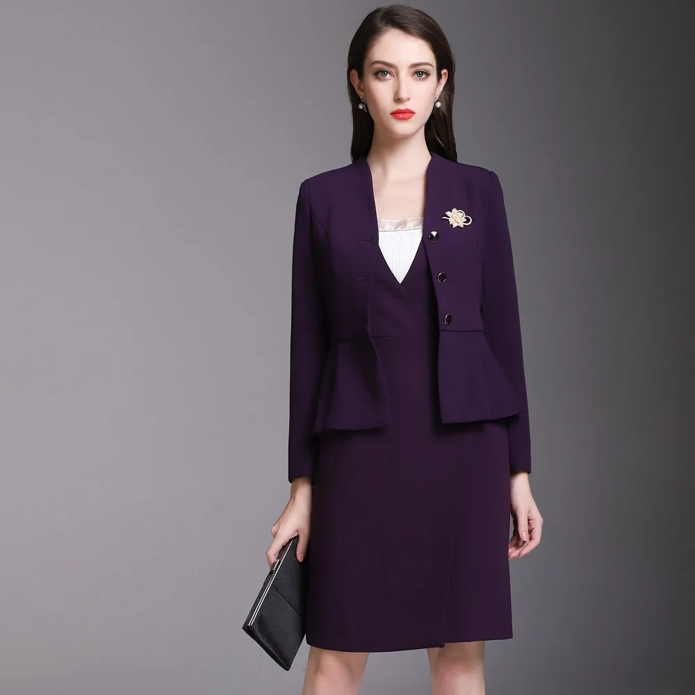 2018 весеннее платье деловое два белых воротничков модные комбинезоны фиолетовый |