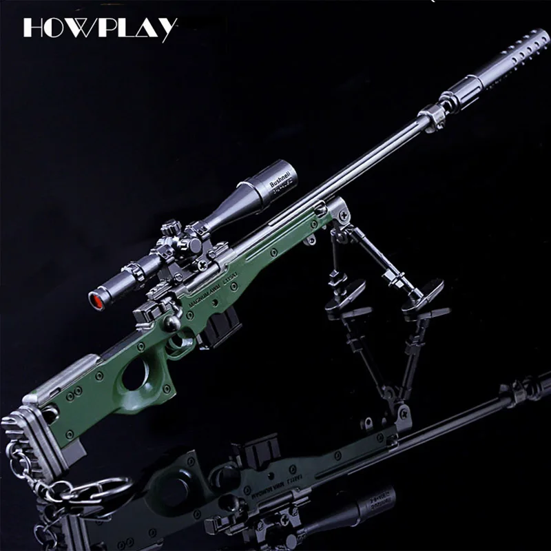HowPlay игрушечный стрелковый пистолет M24 снайперская винтовка Playerunknown's Battlegrounds брелок с рисунком из игры сплав модель оружия игрушечный пистолет детские подарки - Цвет: AWM M