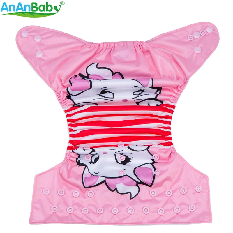 Ananbaby 2018 модный мультяшный детский моющийся многоразовый тканевый подгузник в