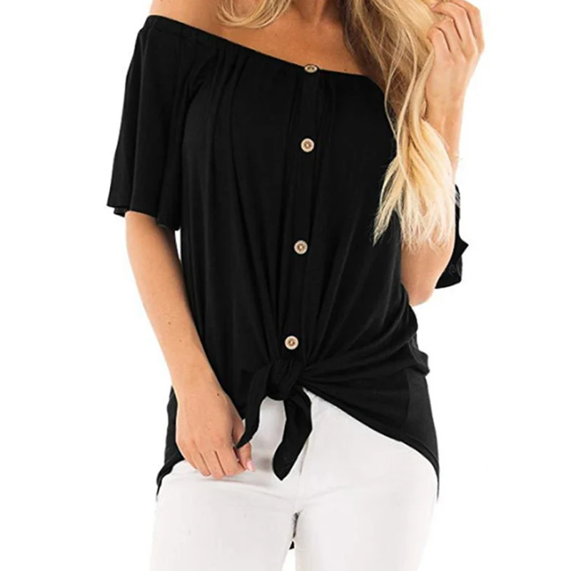 New Sexy Women Summer Tops Short Sleeve For Office Work And Blouses 2019 Female Casual Shirts Slash With Button Shirt | Женская одежда