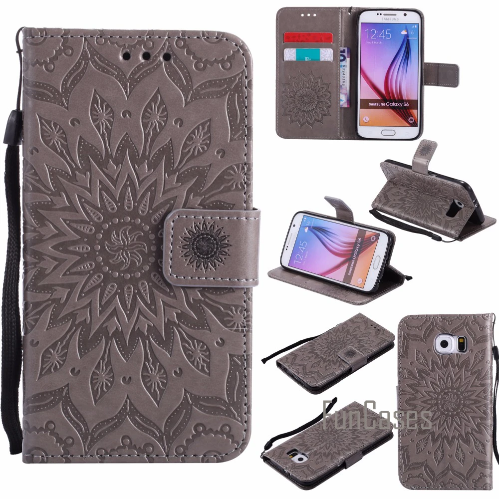 Рельефный чехол на магнитном замке coque samsung Galaxy S6 Edge fundas S6/S6 + держатели для карт
