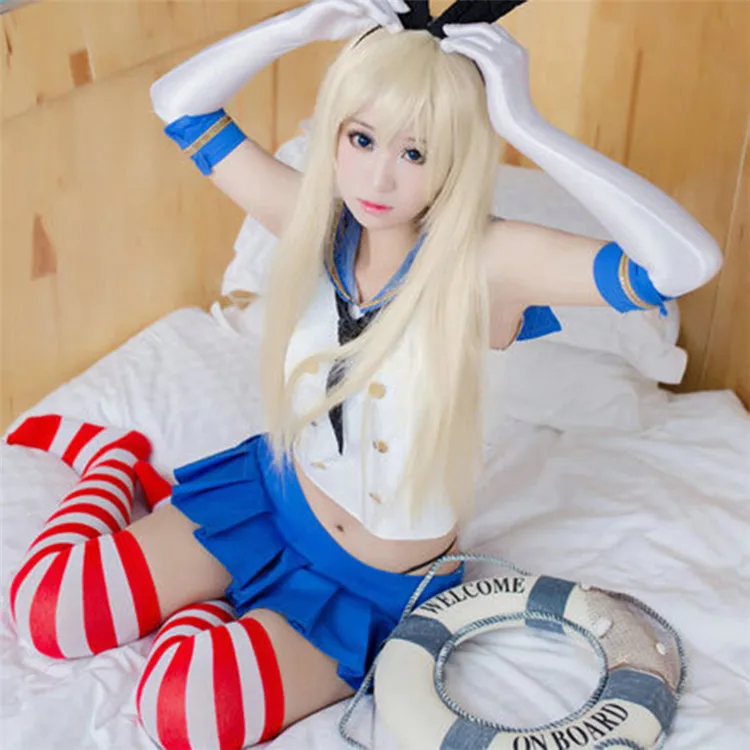 Shimakaze косплэй парик Kantai Коллекция костюм играть Искусственные парики костюмы для