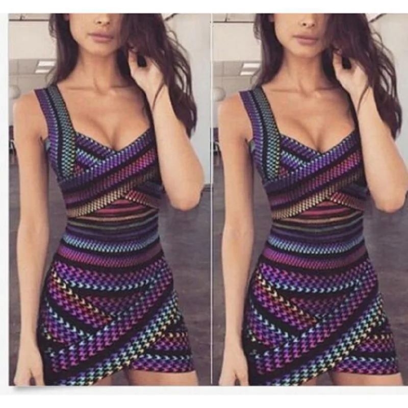 Summer Dress Girl's Sleeveless Sexy Mini Elegant Ladies Boho Printed Maxi Party Dresses | Женская одежда