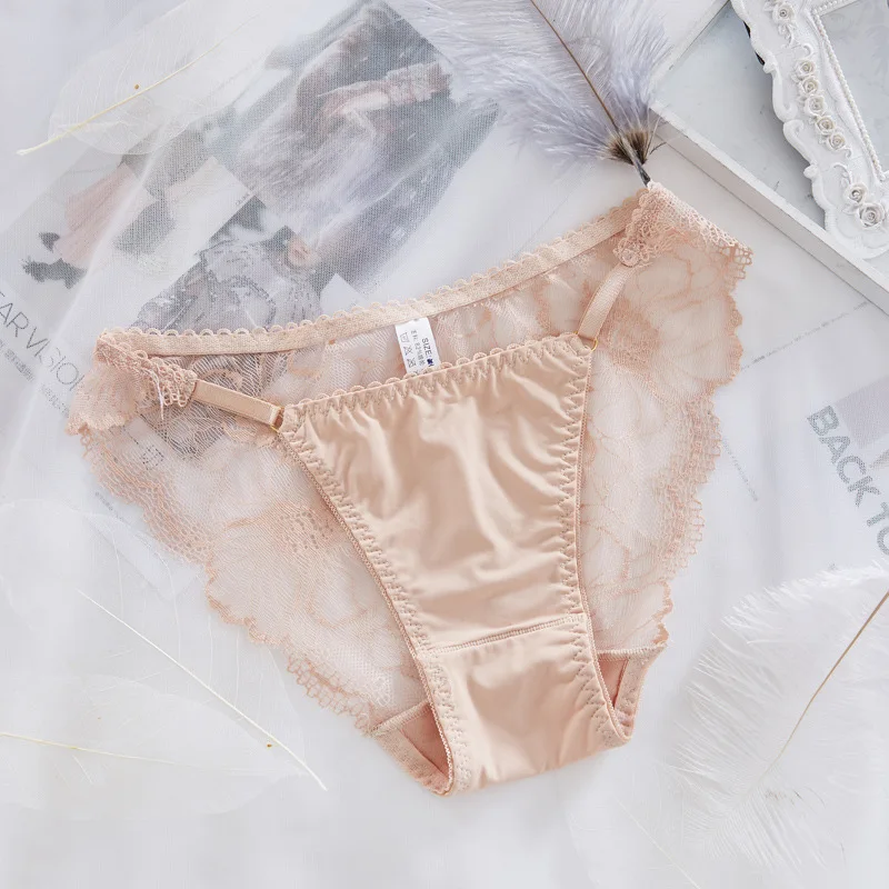 Women's Panties Ice Silk Ladies Underwear Transparent Sexy Lace Briefs Women Panty Lingerie |