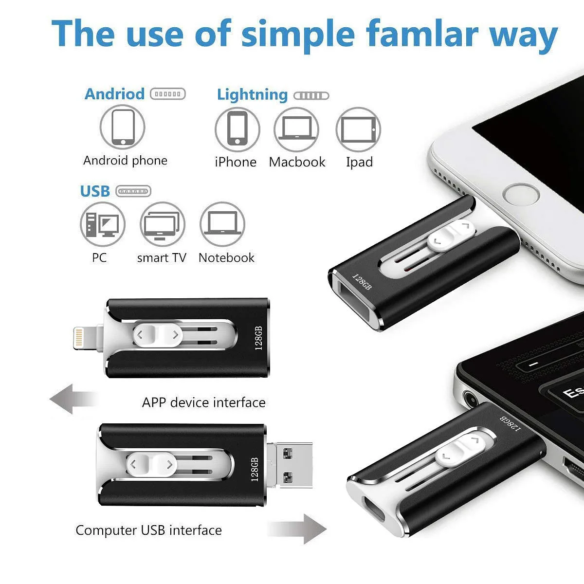 USB флеш накопитель 3 в 1 для iPhone/Android 16 ГБ 32 64 128 флешка OTG Usb 0 внешний флэш карта