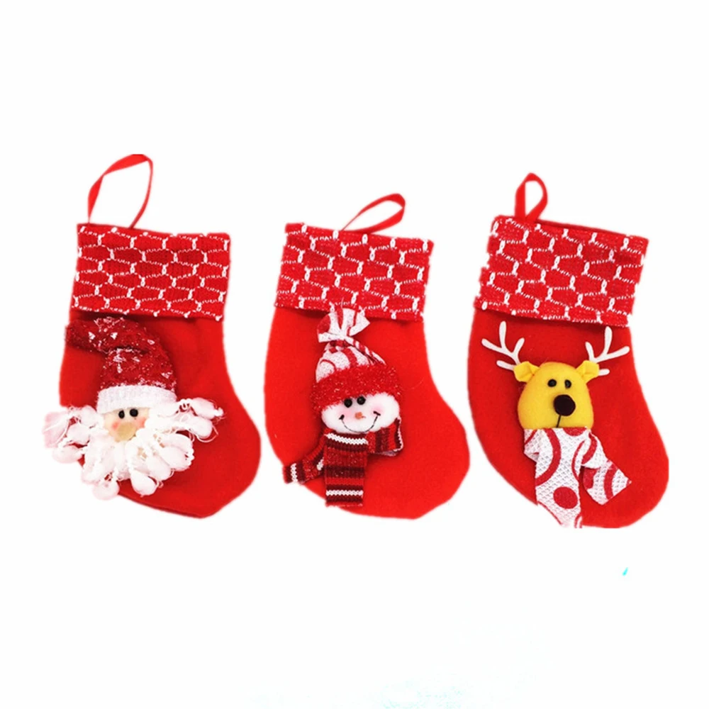 Новогодние рождественские носки 3 шт./лот упаковочное украшение для елки