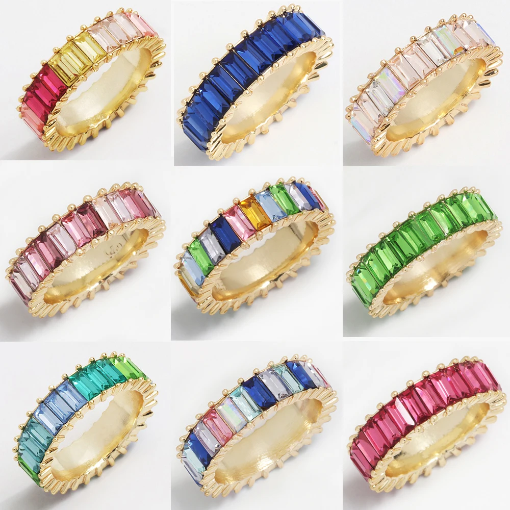 Женское тонкое Золотое кольцо 925 пробы из стерлингового серебра с инкрустацией