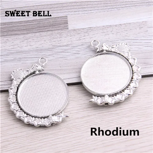 Rhodium 10 шт. подходит для 25 мм металлический микс трендовых Rond flower Butterfly вращение двухсторонний Кабошон Подвеска Настройки подходит ожерелье подвеска D7010 - Цвет: Rhodium