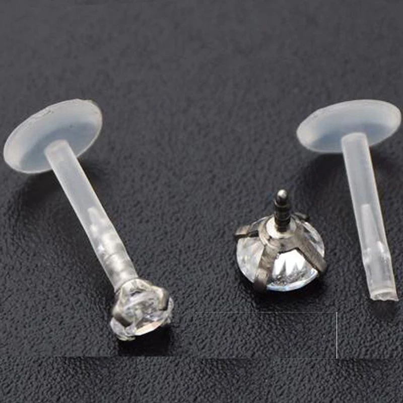 1 шт 8 мм длина мягкий прозрачный из гибкого биопласта Циркон Сердце Labret Кольцо нажмите в губы кольцо серьги на козелок пирсинг ювелирные изделия