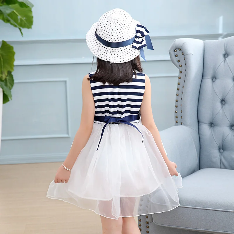 JMFFY Baby Girl Dress 2019 New Brand Floral Girls Summer Dresses Princess Kids For Clothing Sleeveless Striped Kid | Детская одежда и