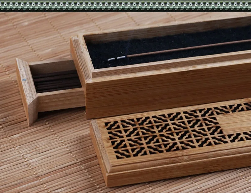 Бамбуковая курильница подставка для ароматических палочек с ящиком Joss-stick Box полый ароматерапия Zen лежа курильница для дома и офиса Чайный домик
