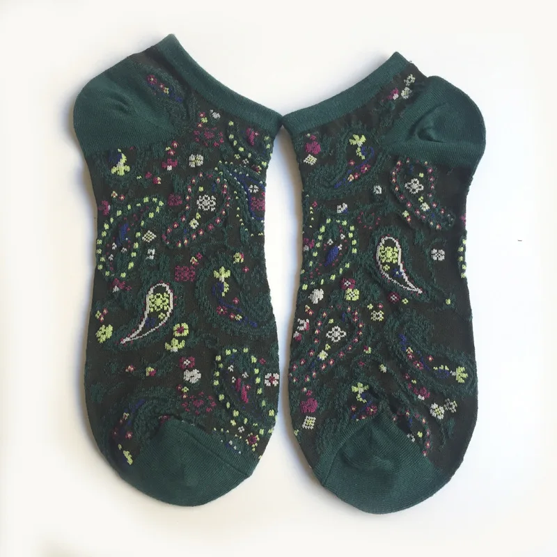 Летние женские носки по щиколотку хлопковые забавные с принтом тотема павлина