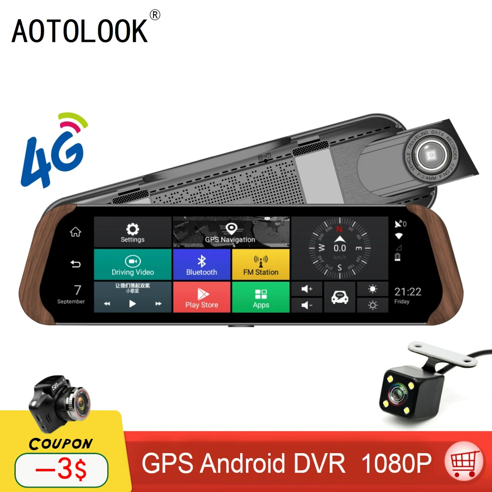 AOTOLOOK 4G ADAS Автомобильный видеорегистратор Камера 10 &quotAndroid потоковое зеркало