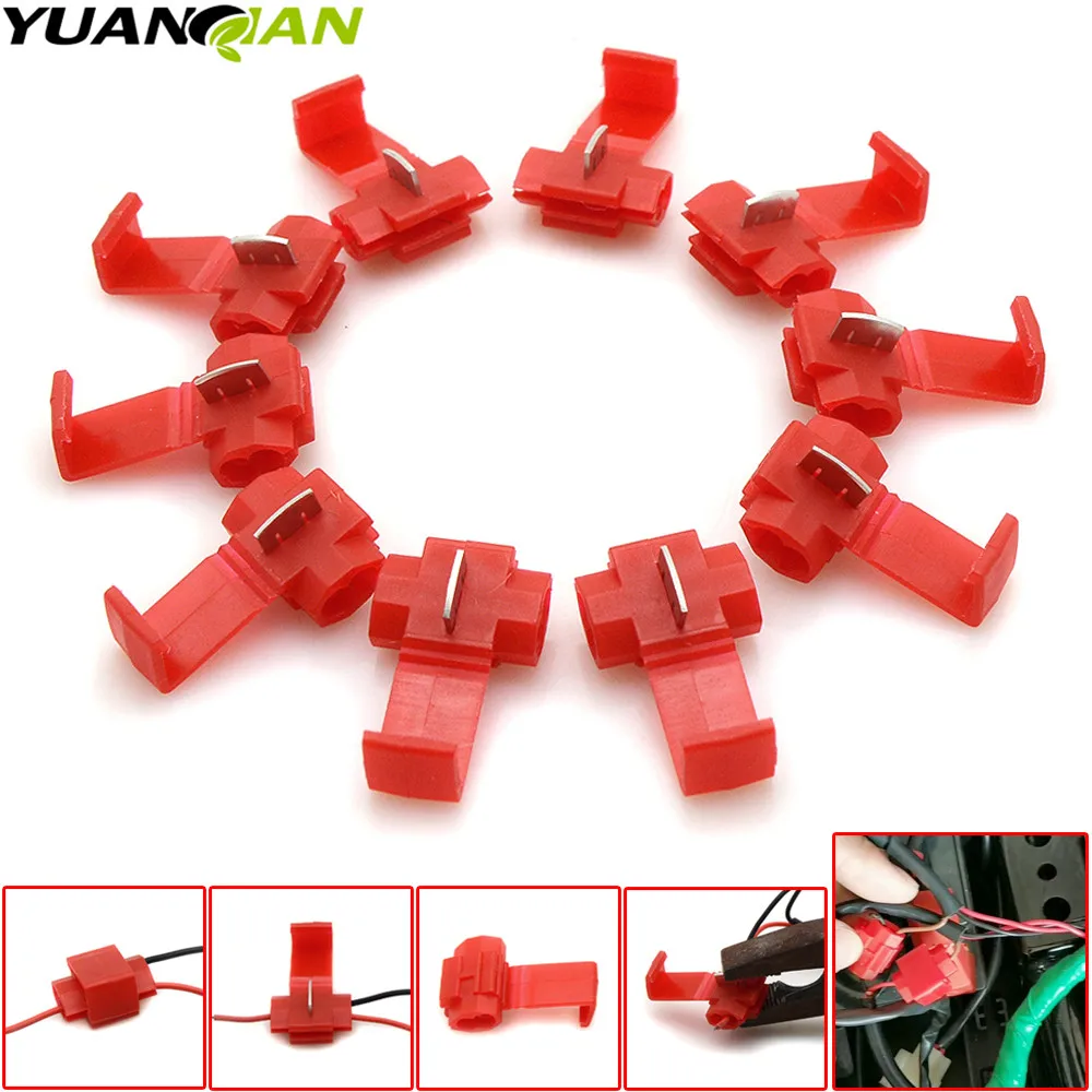 

10Pcs/set for Wire Crimp Terminals Connector Quick Splice Wiring Cable Clamp Red Connection Wholesale Maintenance Tools