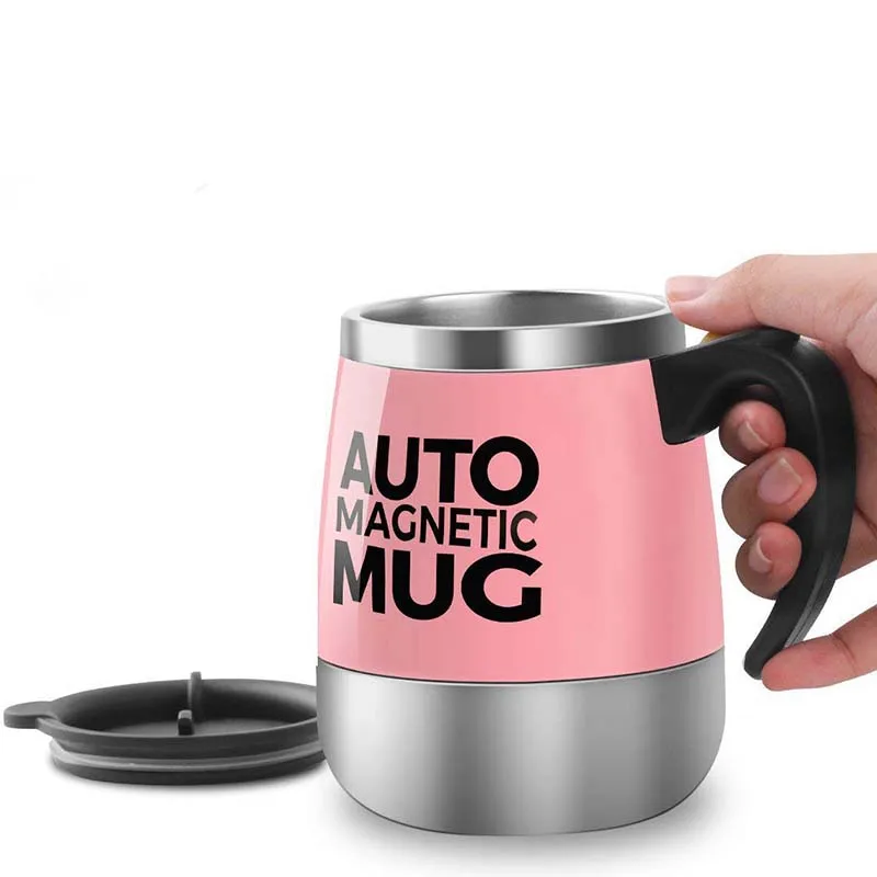 Pink BAISPO 450 мл Автоматическая электрическая ленивая самоперемешивающаяся кружка автоматическая кофейная кружка чашка для смешивания молока чай из нержавеющей стали микс чашка - Цвет: Pink
