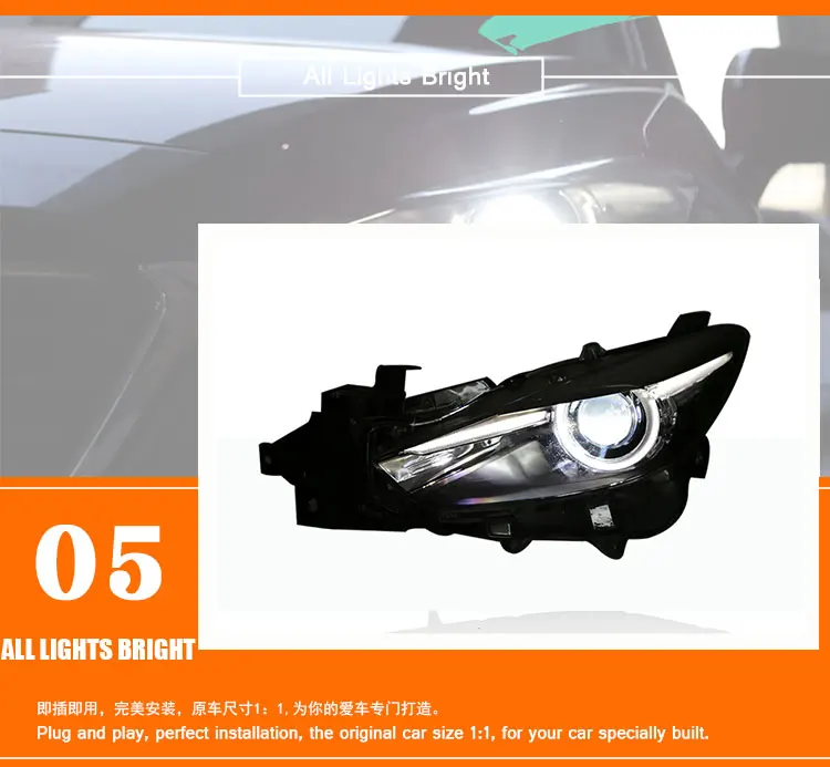 2 шт. светодиодный фары для Mazda 3 Axela Автомобильный светодиодный свет двойной ксеноновые линзы автомобильные аксессуары Габаритные огни противотуманные фары