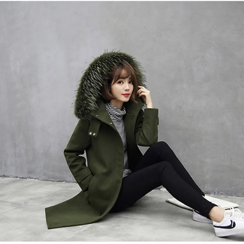 Осенне-зимняя женская шерстяная куртка 2018 Новинка для отдыха с капюшоном средней