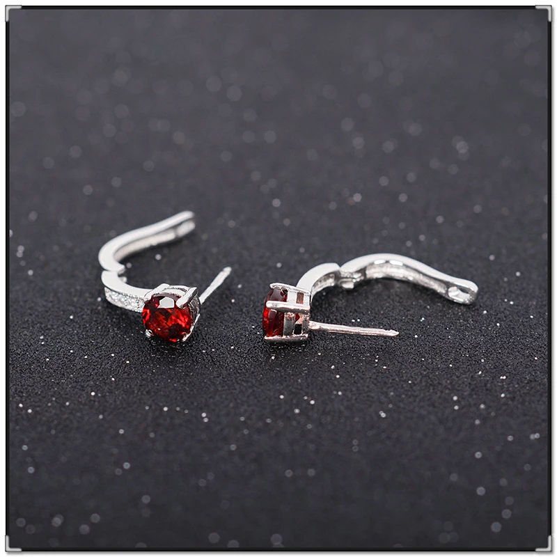 Мода Красный Гранат обруч серьги нержавеющая сталь 5 мм * природный гранат Лидер