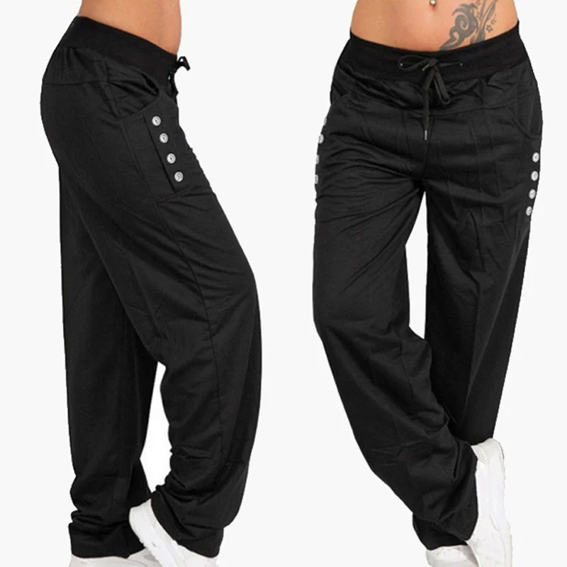 Лидер продаж женская спортивная одежда однотонные дышащие брюки свободные для