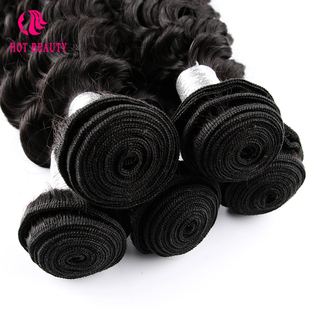 Горячие Красота перуанская глубокая волна человеческих волос переплетения