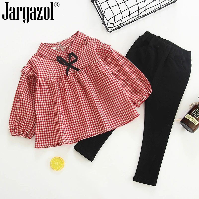 Комплект детской одежды для девочек милая блузка рубашка и узкие брюки маленьких