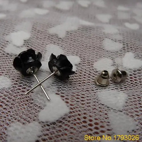 Романтические серьги-гвоздики в форме цветка розы разноцветный Цветочный 12 пар