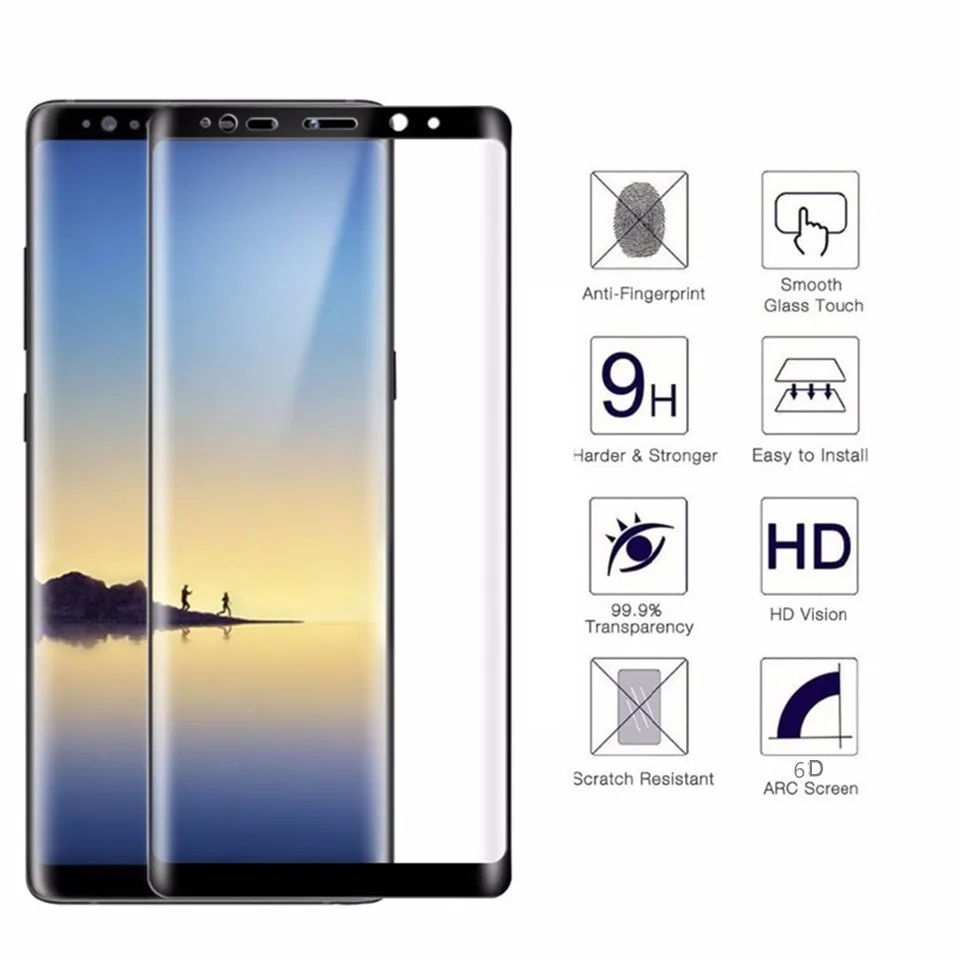6D закаленное стекло для samsung Galaxy S8 S9 Plus 3D Защитная пленка экрана Note 8 S7 Edge S6 A8