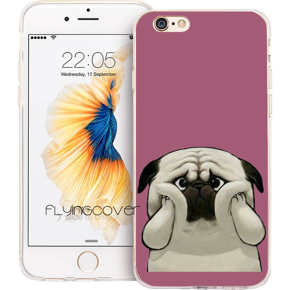 Забавный Мопс чехол для лица Fundas IPhone 10x7 8 6 S Plus 5s 5 SE 5C 4S 4 iPod Touch прозрачный мягкий
