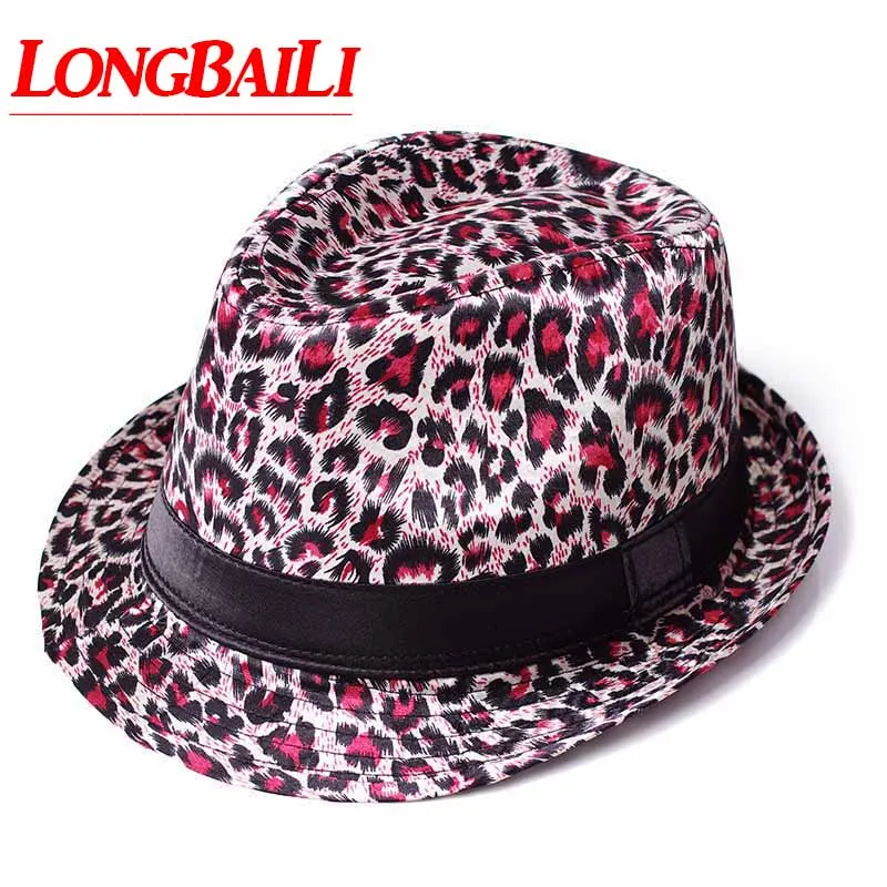 Модная леопардовая женская шляпа Трилби Панама Джаз CSDB007|Женские фетровые шляпы|