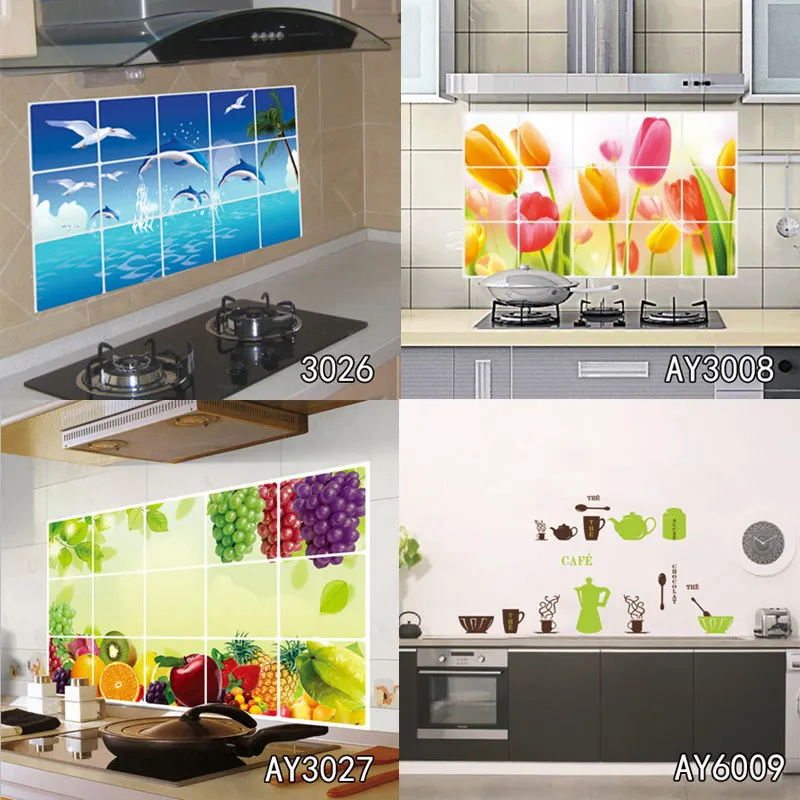75cm*45cm Various Kitchen Anti-oil Wall Stickers Multi-style Home Decor Mural Art Decals Home Indoor Decorations Wallpaper