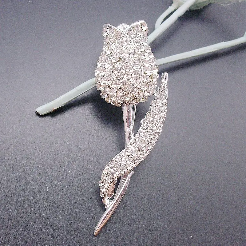 1 шт. блестящая Красивая Посеребренная Цветочная прозрачная стразы брошь в виде