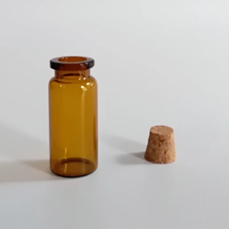 24 шт./лот 10 мл кофейная стеклянная бутылка коричневая Желая с пробкой янтарные