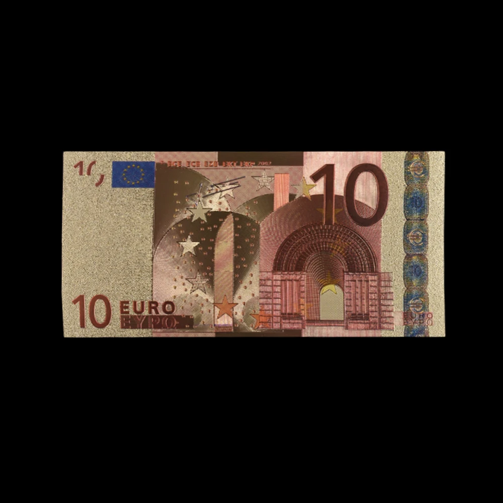 10 шт. 10 евро золото banknotes в 24 K золото поддельные бумажные деньги для коллекции евро банкноты наборы купюр ЕС коллекция подарок