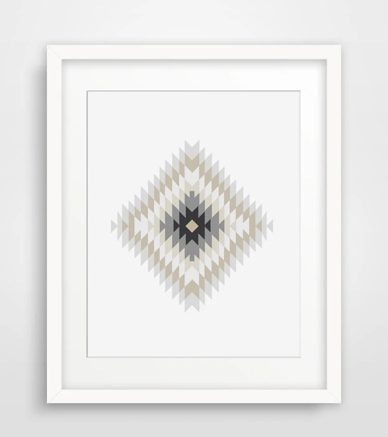 Ацтекская настенная печать геометрические знаки холст художественный постер