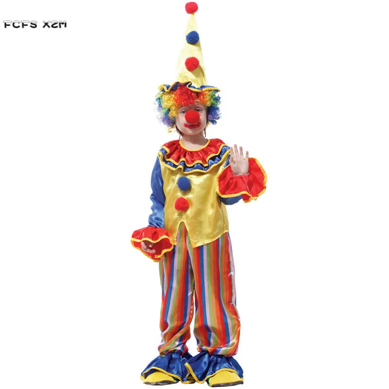 Детские костюмы унисекс на Хэллоуин цирк клоун для мальчиков дрол Джокер косплей