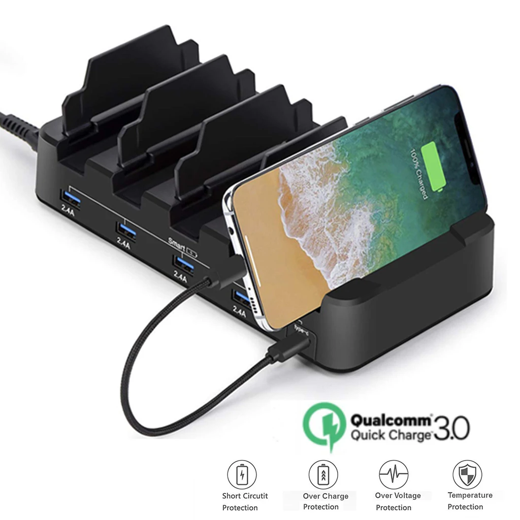 USB зарядная станция 5 портов 2.4A 3A быстрая зарядная станция многофункциональная US EU версия для мобильного телефона планшет ПК