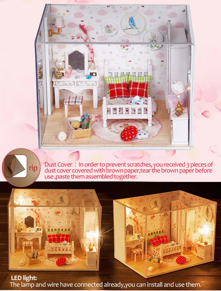 Кукольный дом Миниатюрный Кукольный Домик DIY Handmand сборка мини-комнатный дом модель здания кукольные домики мебель игрушка для детей подарок