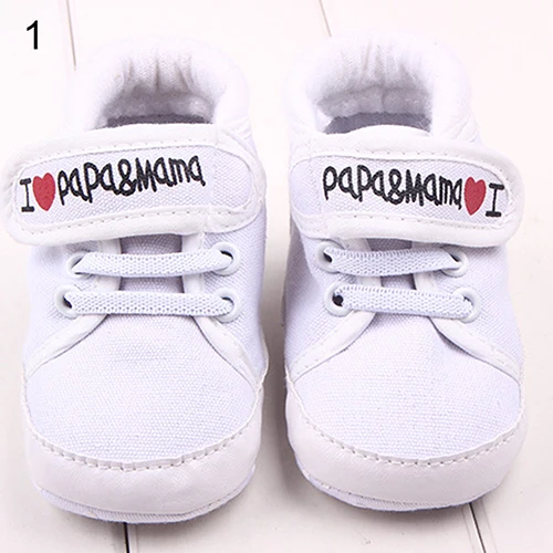 Одежда для малышей Обувь мальчиков девочек I Love Papa Mama Письмо печати Prewalkers