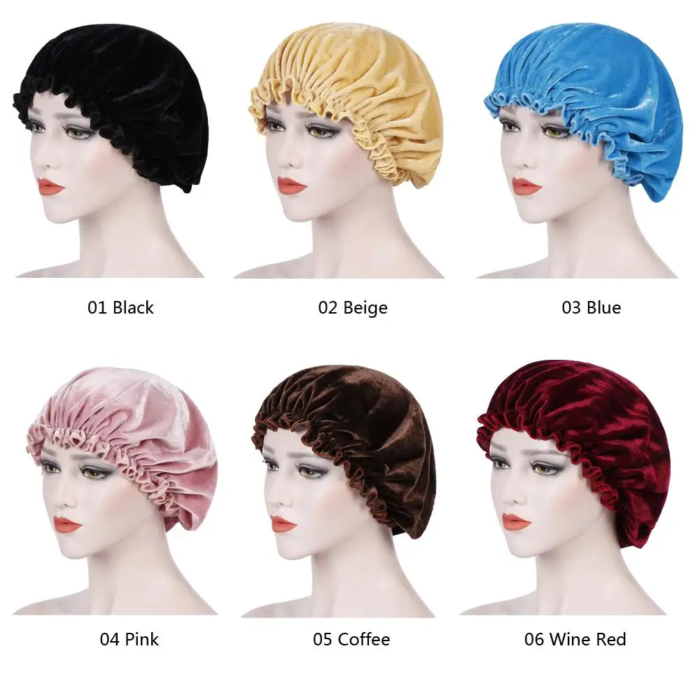 Женская бархатная Кепка для ночного сна уход за волосами шляпа головной убор