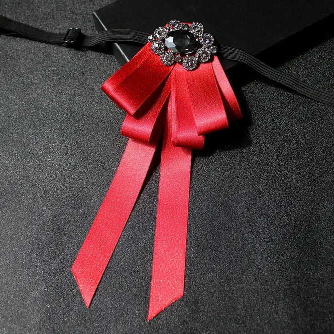 Rhinestone Bow tie Британский мужской женский Шелковый атласный бант из ленты, галстук-платок, роскошный галстук для жениха, бизнес, Свадебная вечеринка, сплав, кристаллы, стразы, галстук-бабочка - Цвет: Rhinestone Bow tie