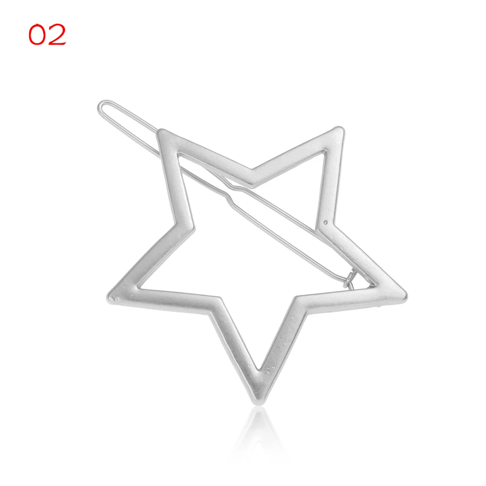 Silver star 1 шт., новинка, модная женская заколка для волос с треугольниками, металлический геометрический сплав, луна, круг, заколка для волос, заколка для девочек, инструмент для укладки волос - Цвет: Silver star