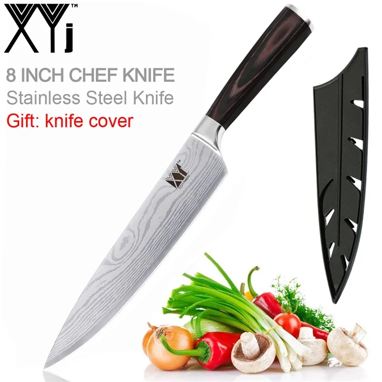 KnifeXCover Style11 XYj поварской нож Профессиональный поварской нож инструмент 8 дюймов 7cr17 кухонный нож из нержавеющей стали эргономичная ручка Подарочный нож чехол принадлежности - Цвет: KnifeXCover Style11
