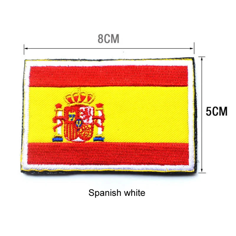 spanish white Значки ручной работы для шитья на крючках с флагом страны, одежда, рюкзаки, шляпы, индивидуальная вышивка, дизайнерская нашивка, аппликация - Цвет: spanish white
