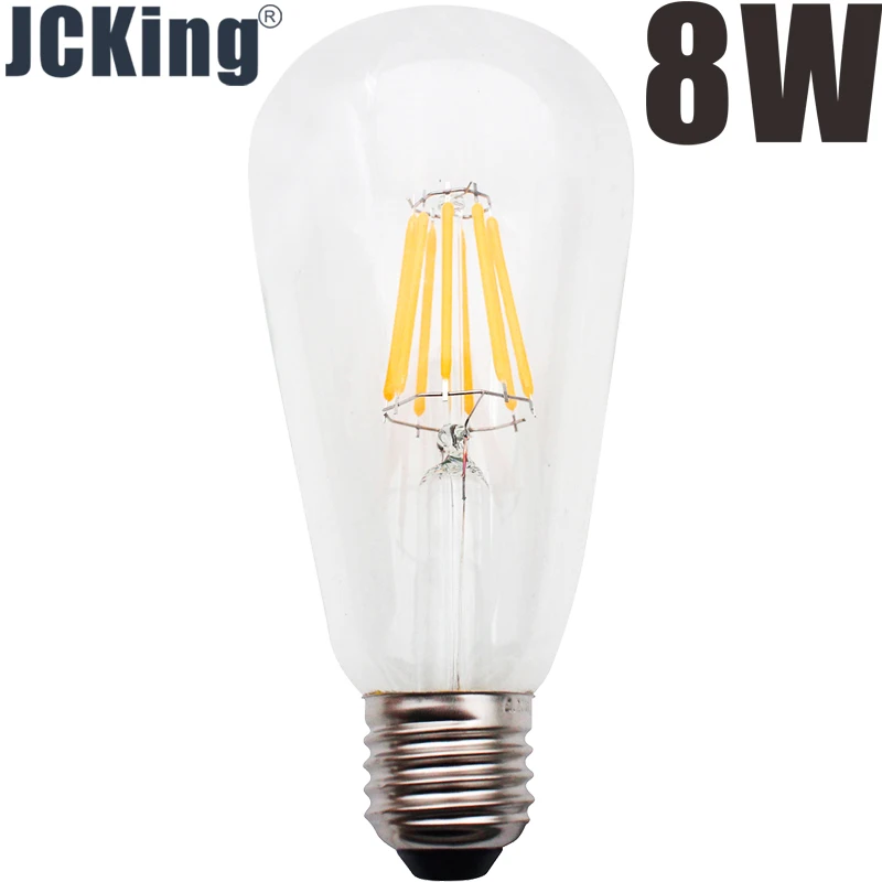 Jcking упаковка из 10 затемнения AC120V/AC220V 4 Вт/6 Вт/8 Вт ST64 светодиодный классическая лампа накаливания, ses лампы накаливания замена