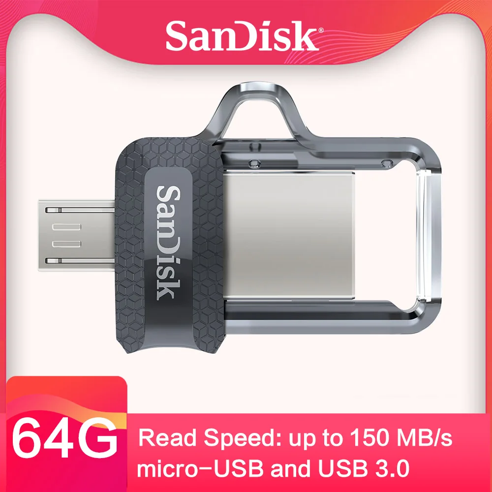 SanDisk OTG USB3.0 16 ГБ 32 64 Гб 128 xtreme высокоскоростной двойной USB флеш накопитель флешки 150