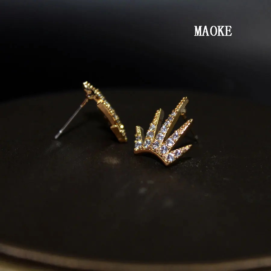 Корейские серьги в форме короны с цирконом модные ювелирные украшения для