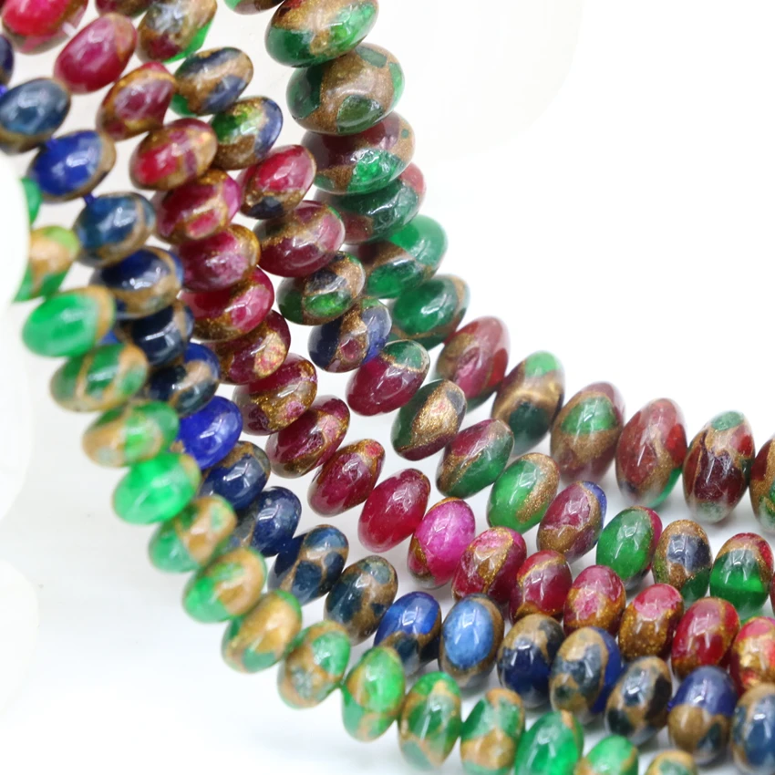 

Trendy Women Diy Jewelry Making Golden Sand Stone Bead Multicolor Abacus Rondelle Loose Beads 4x6mm 5x8mm 7x10mm 15inch B3305