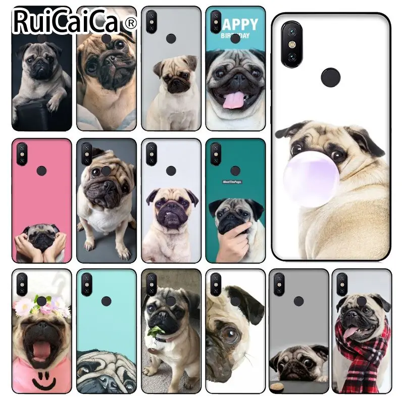 Ruicaica Animal cute pug Новое поступление черная ячейка чехол для телефона Red mi 5 plus Note Xuiao 8